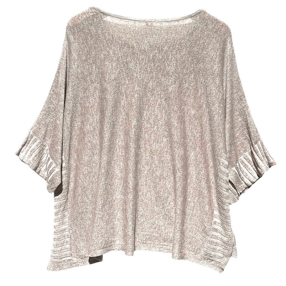 ANTHROPOLOGIE Women’s Alicia Shimmer Gold Tone Poncho Knit Top Medium - Picture 3 of 4
